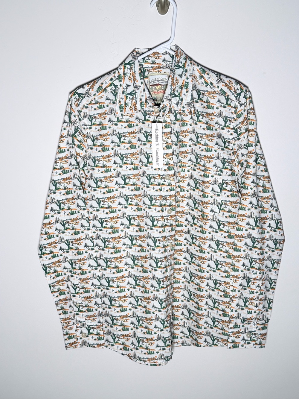 Rocking K Ranchwear By Kennington Cactus Print Long Sleeve Button Up Men S Shirt - Picture 2 of 9